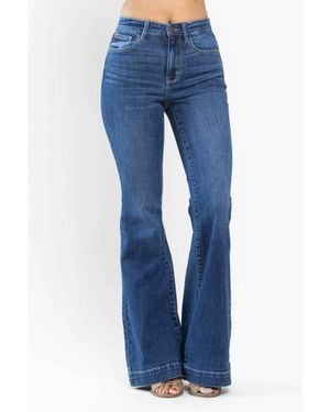 Judy Blue High Waist Wide Hem Flare Jeans - Blue