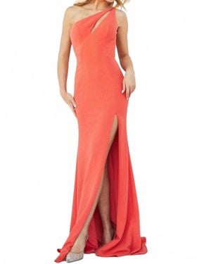 Jovani Long One Shoulder Fitted Prom Dress - Red