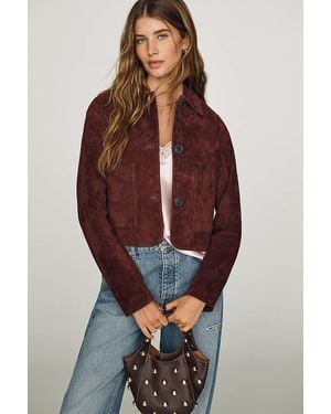 Blank NYC Cropped Suede Jacket - Red