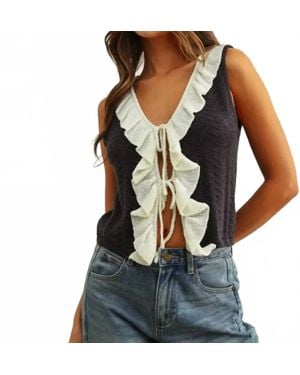 Miou Muse Rachel Ruffle Tank Top - Gray