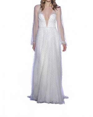 Watters Pisces Pearl Studded Wedding Dress - Gray