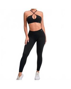 Rockstar Peach Pull On V Back Leggings - Black