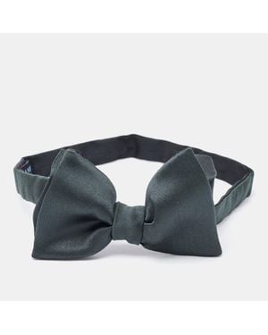 Lanvin Dark Silk Double Bow Tie - Blue