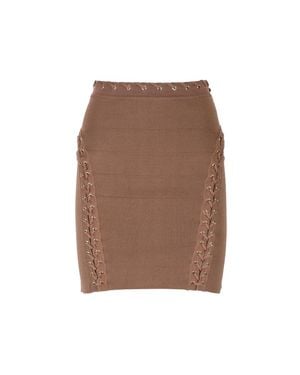 Elisabetta Franchi Bandage Panel Viscose-Blend Mini Skirt - Brown