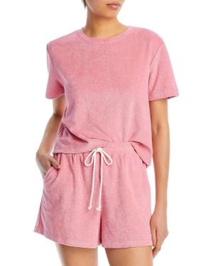 Wayf Terry Cloth Crewneck Cropped - Pink