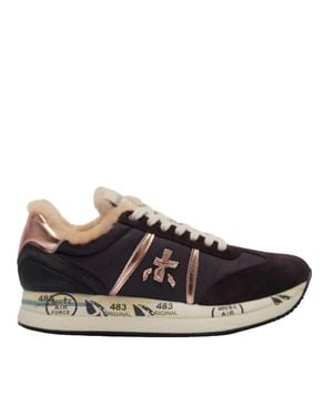 Premiata Nylon Sheepskin-Lined Sneakers - Blue