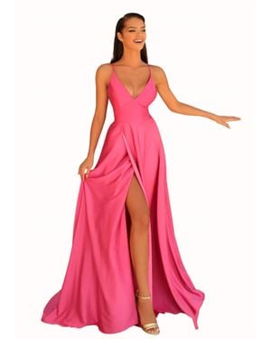 Clarisse Low Tie Back A-Line Gown - Pink