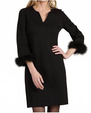 tyler boe Chelsie Ponte Feather Dress - Black