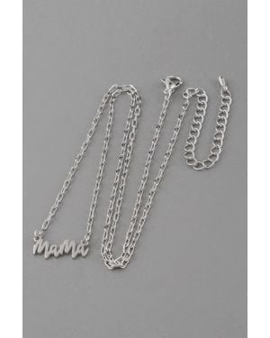 Fashnzfab Mama Script Necklace - Gray