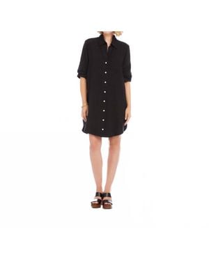 Karen Kane Ruched Sleeve Shirtdress - Black