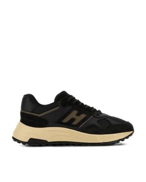 Hogan Suede Mesh Chunky Sole Sneakers - Black