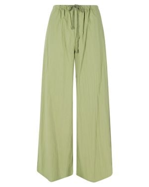 Isabelle Blanche Drawstring Elastic-Waistband Cotton Pants - Green