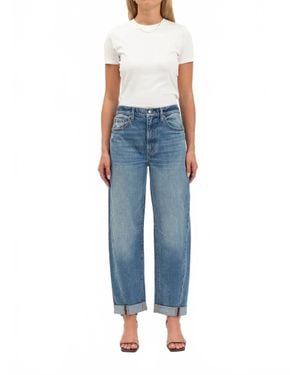 DAZE Venice Cuffed Barrel Leg Jeans - Blue