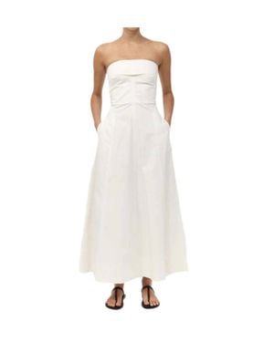 St. Agni Sculpted Cotton Strapless Dress - White