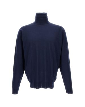 John Smedley Refined High Neck Pullover - Blue
