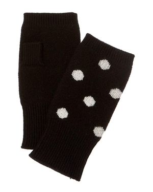 Phenix Dot Jacquard Cashmere Handwarmers - Black
