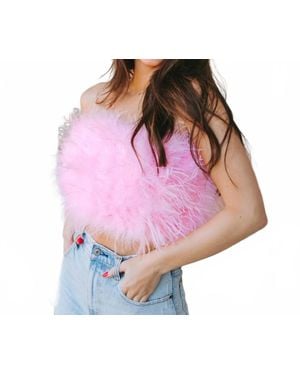 BuddyLove Feather Crop Top - Pink