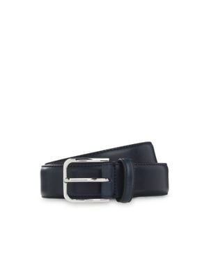 BOSS Leather Business Belt With Polished Buckle - Blue