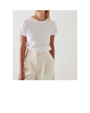Patrick Assaraf Short Sleeve Iconic Fitted Crew Top - White