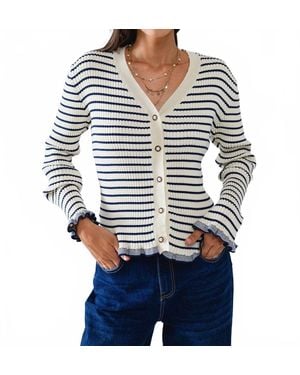 Q2 Striped Cardigan - Blue