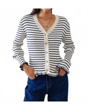 Q2 Striped Cardigan - Blue