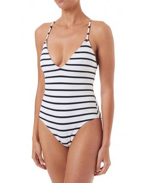 Melissa Odabash Catalina Marine Over The Shoulder Cross Back Swimsuit - Blue