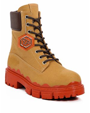 Philipp Plein Nabuk Lace-Up Boots Immersed - Orange