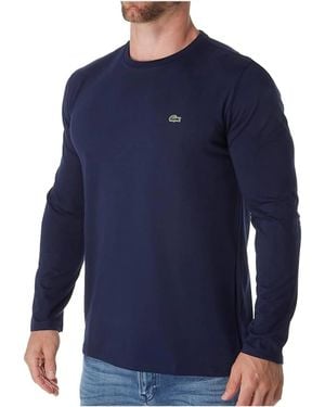 Lacoste Long Sleeve Jersey Pima Regular Fit Crewneck T-Shirt - Blue
