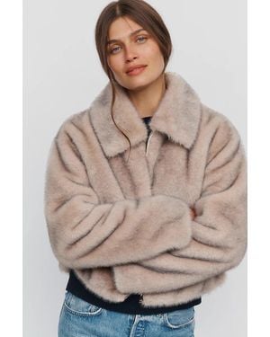 Maeve Rae Faux Fur Cropped Jacket - Natural