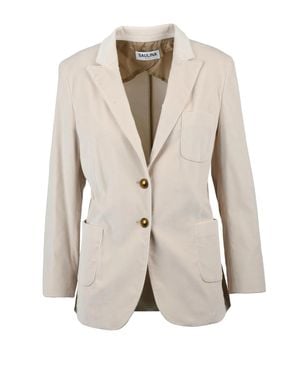 SAULINA Cotton Viscose Elastane Velvet Jacket - Natural