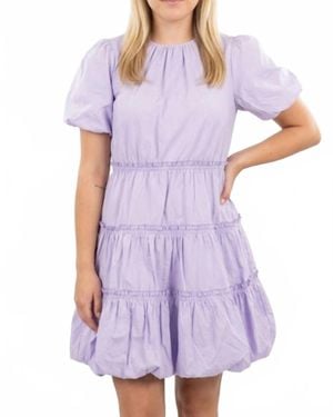 Mittoshop Haze Puff Sleeve Bubble Mini Dress - Purple