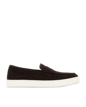 Doucal's Classic Penny Strap Contrasting Sole Leather Loafers - Black