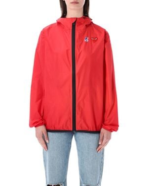 COMME DES GARÇONS PLAY Waterproof Hooded K-Way Nylon Jacket - Red