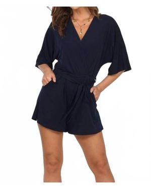 Ariella Kimono Sleeve Romper - Blue