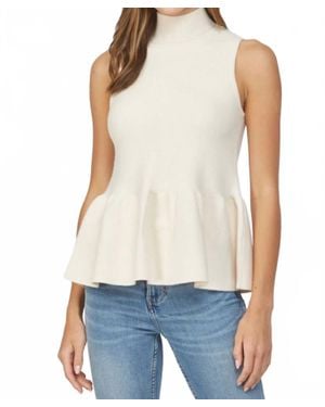 Fate Mock Neck Peplum Tank Sweater - White