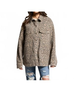Hidden Jeans Oversized Button Down Shacket - Brown