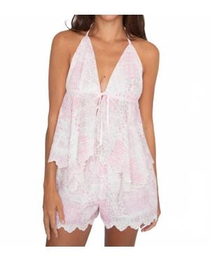 needii Eyelet Patchwork Handkerchief Top - Purple