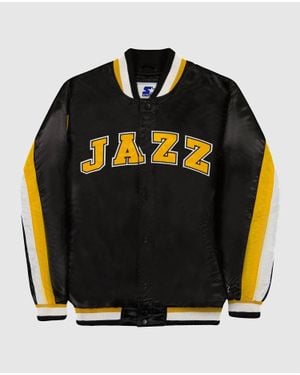 Starter Utah Jazz Varsity Satin Full Snap Ace Jacket - Black