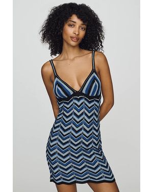 Siempre V-Neck Mini Dress - Blue