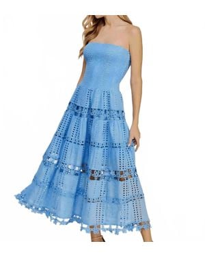 Strut & Bolt Lena Eyelet Midi Dress - Blue
