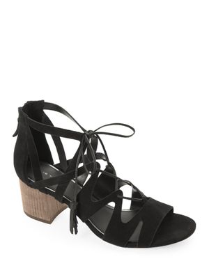 Tahari Burano Tasseled Suede Sandals - Black