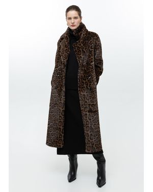 Alaska® Outerwear Re-Stock August 2026. Reversible Leopard Sustainable Leather Overcoat - Black