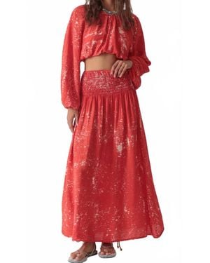 Electric and Rose Lily Maxi Skirt - Red