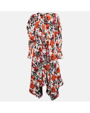 Roberto Cavalli Silk Asymmetric Midi Dress - Red