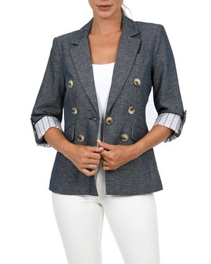 Love Token Robin Linen Blend Blazer - Blue