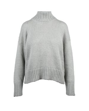 Alpha Studio Pearl Turtleneck Sweater With Dropped Shoulders And Ribbed Details - Gray