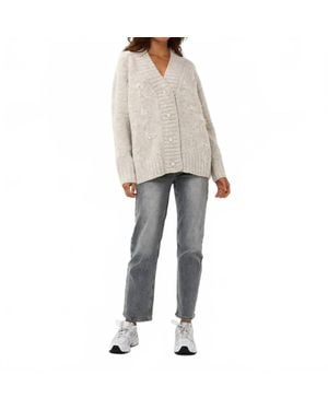 EsQualo Filippa Feather Embellished Cardigan Sweater - Gray