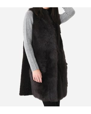 Suprema Reversible Shearling Vest - Black