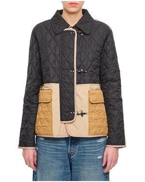 Fay Boxy Quilted Jacket With Color-Blocked Design - Gray