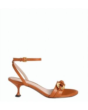 Coccinelle Finn Smooth Leather Spool Sandals - Brown